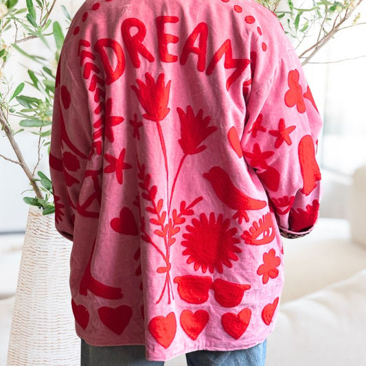 Dream Weaver Pink Red Velvet Jacket