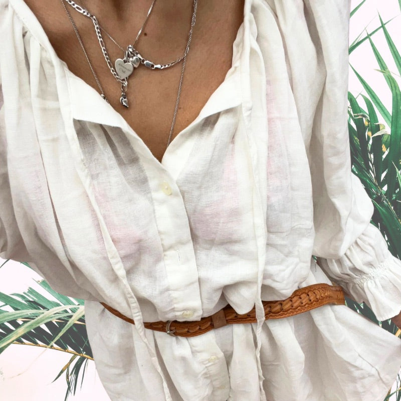 Pheasant Field Cotton Dress in Off-White