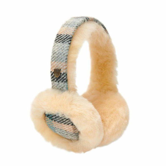 Sheepskin Earmuffs - Beach Tartan