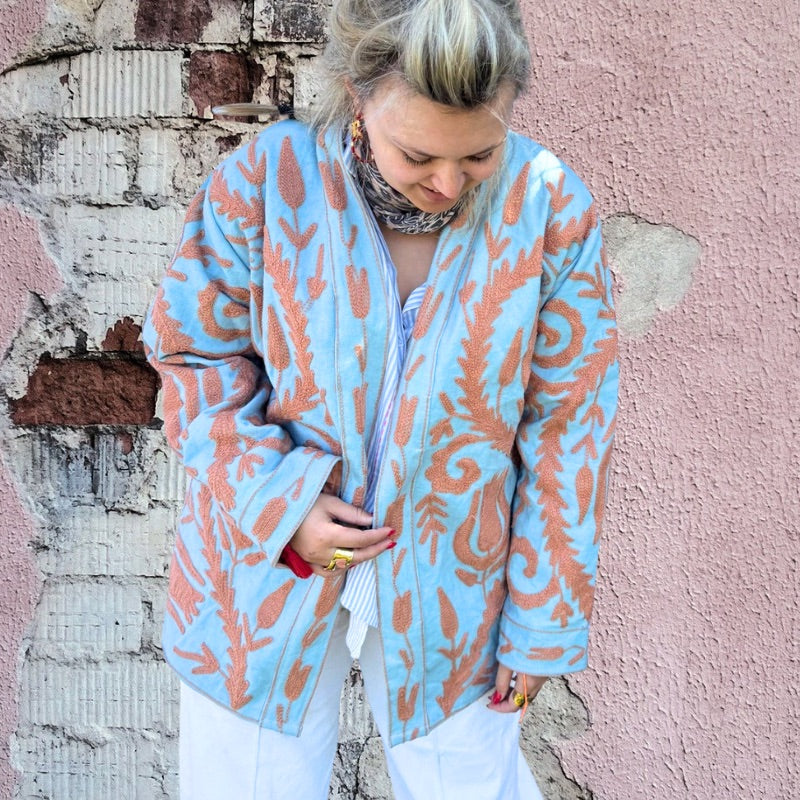 Turquoise Banjara Nomad Embroidered Jacket