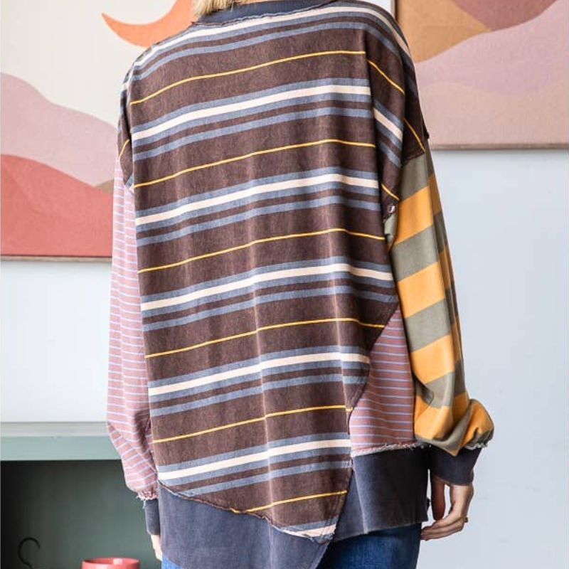The Espresso Drift Striped and Oversized Top