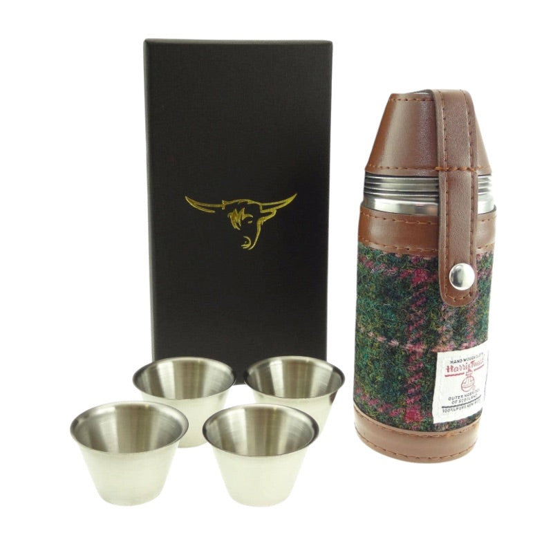 Glen Appin 8oz Harris Tweed Outdoor Flask in Highland Green