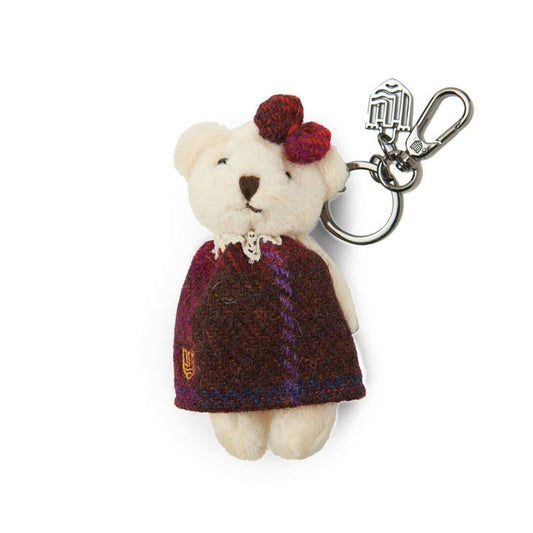Islander UK Teddy Bear Keyring Cutie in Fuchsia Tartan