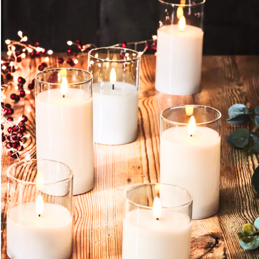 LED Glass Candles (Set Of 3)