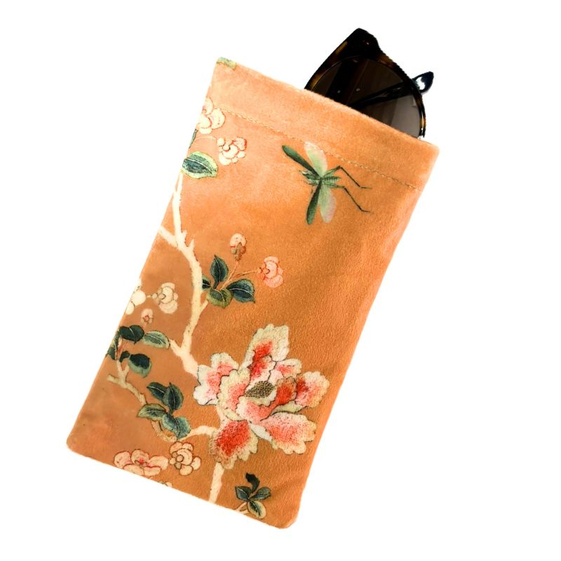 Anna Chandler Velvet Glasses Case - Gold Chinoiserie