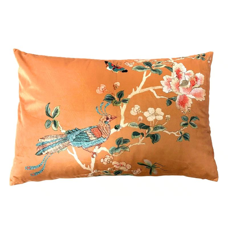 Anna Chandler Gold Chinoiserie Velvet Cushion