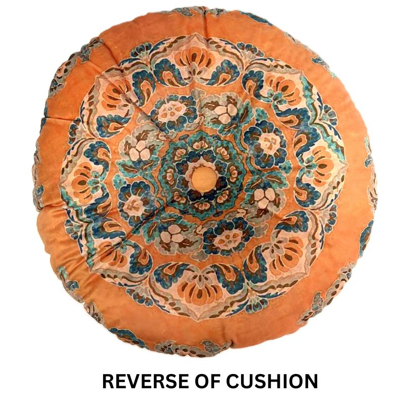 Anna Chandler Gold Chinoiserie Round Velvet Cushion