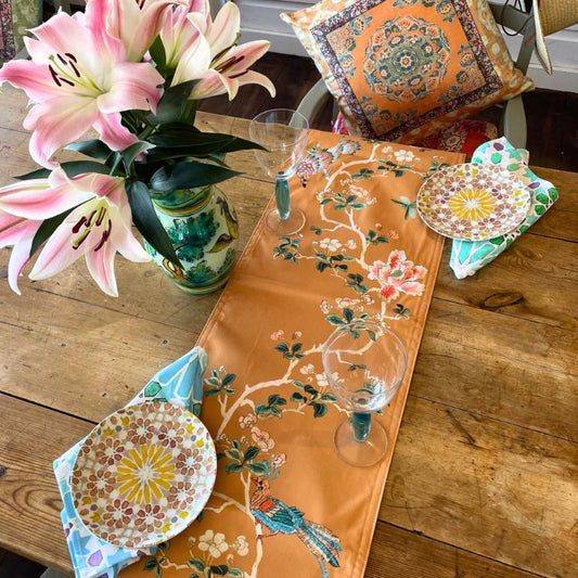 Anna Chandler Gold Chinoiserie Double Sided Table Runner