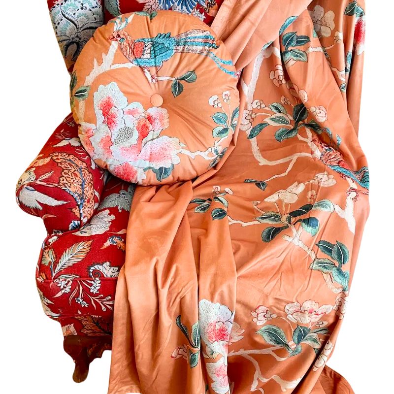 Anna Chandler Gold Chinoiserie Velvet Throw