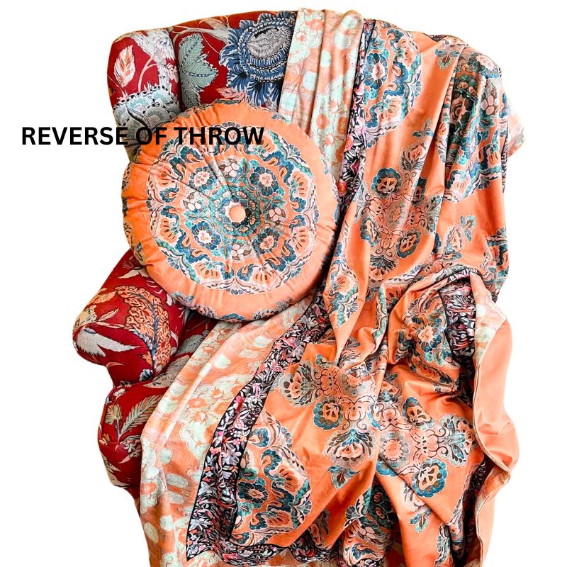 Anna Chandler Gold Chinoiserie Velvet Throw