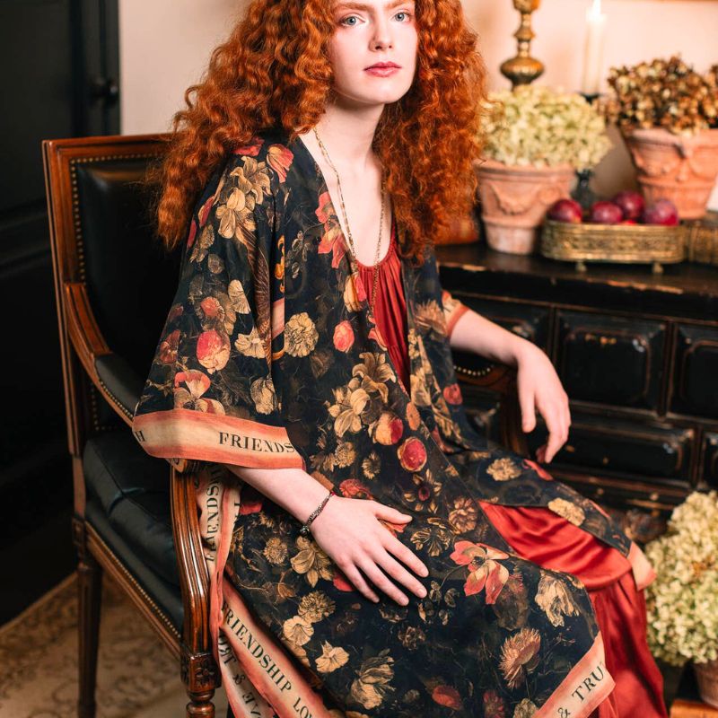 Heart of Gold Goddess Starduster Kimono w/ Sacred Heart