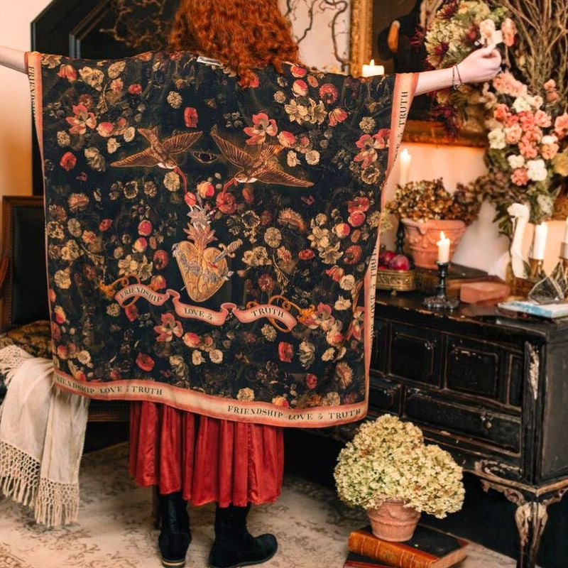Heart of Gold Goddess Starduster Kimono w/ Sacred Heart