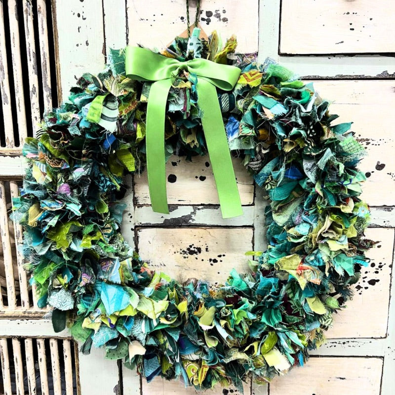Recycled Silk Sari Green Wreath - Large