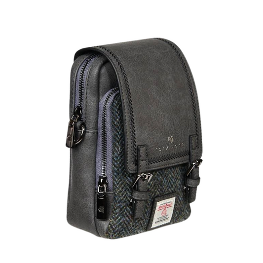 Islander Black and Grey Herringbone Crossbody Bag