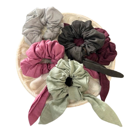 Linen Scrunchies with Detachable Tie
