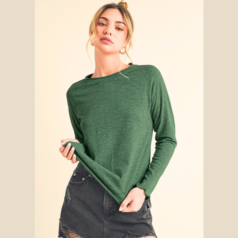 Gwen Baby Long Sleeve Top in Emerald
