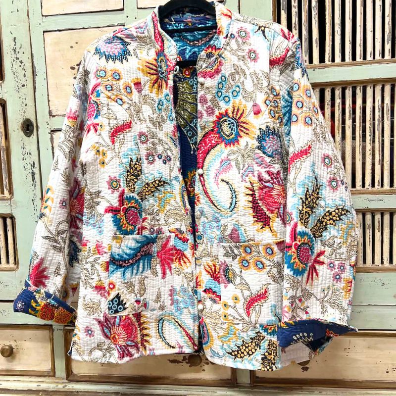 Gypsy Floral Quilted Cotton Jacket - Reversible