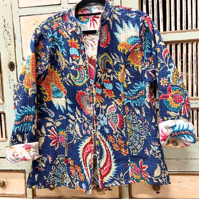 Gypsy Floral Quilted Cotton Jacket - Reversible