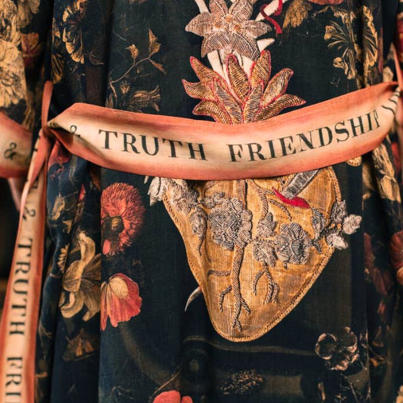 Heart of Gold Long Duster Kimono Jacket with Sacred Heart