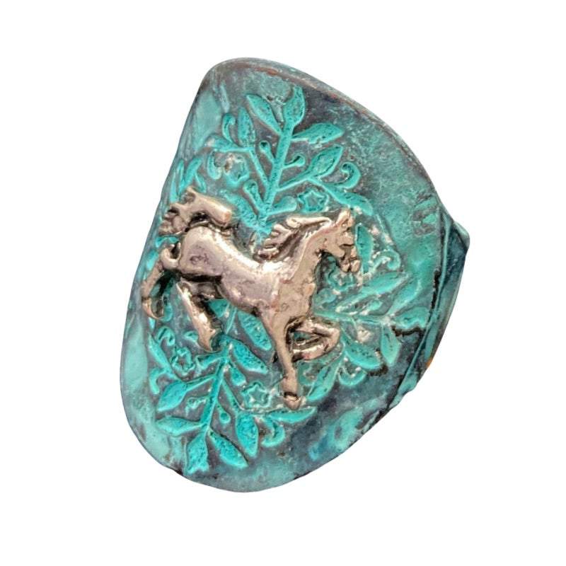 Filigree Patina Horse Stretch Ring