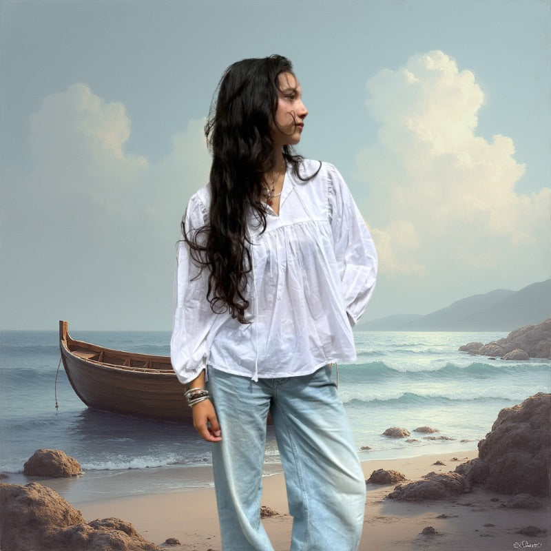 Ivory Drift Cotton Blouse