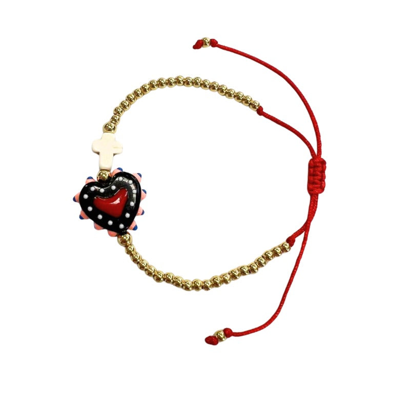 Cross My Heart Pull Tie Bracelet
