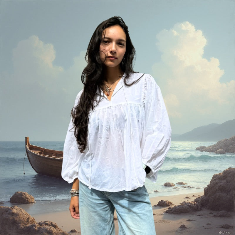 Ivory Drift Cotton Blouse