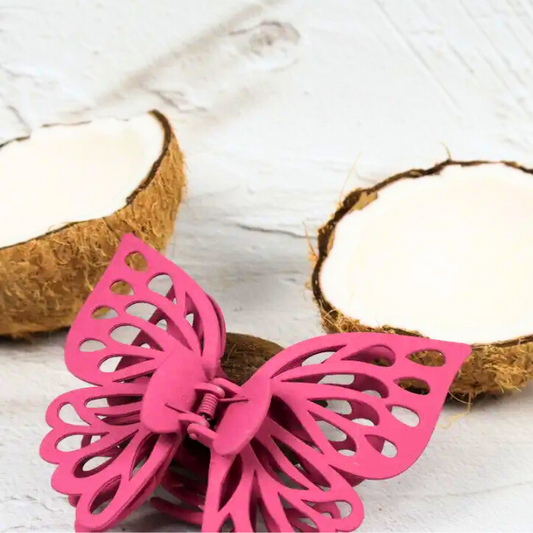 Claw Clip - Jumbo Double Butterfly - Pink