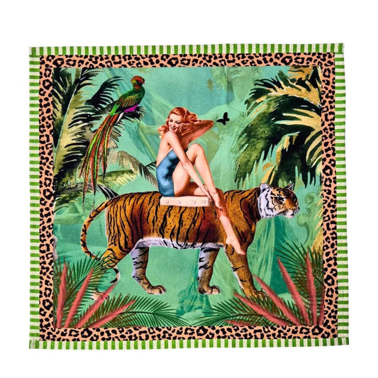 Jungle Walk Wild Green Napkin 4pc Set by Queen K