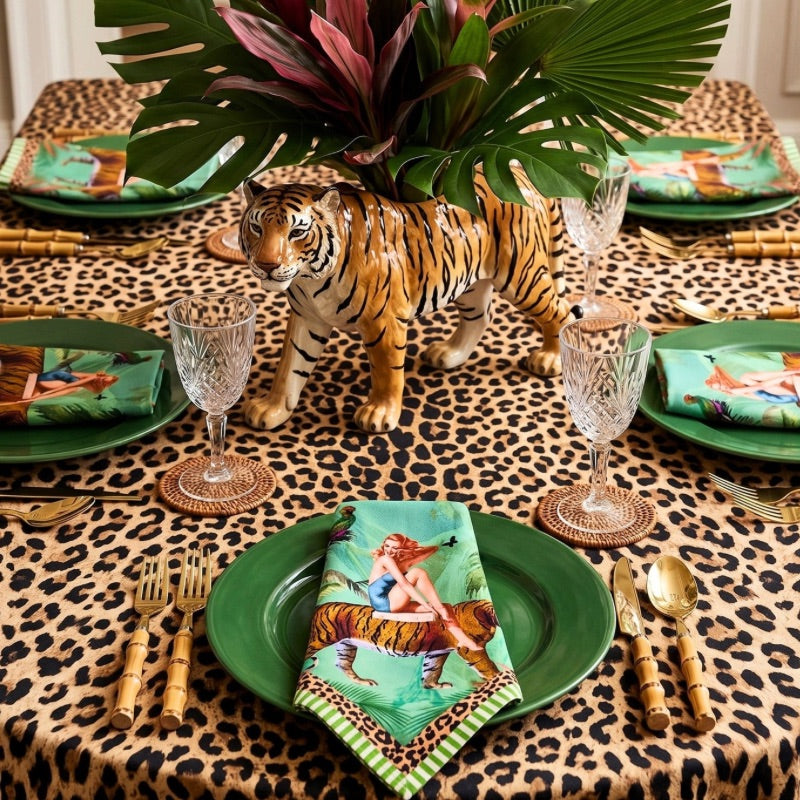 Jungle Walk Wild Green Napkin 4pc Set by Queen K
