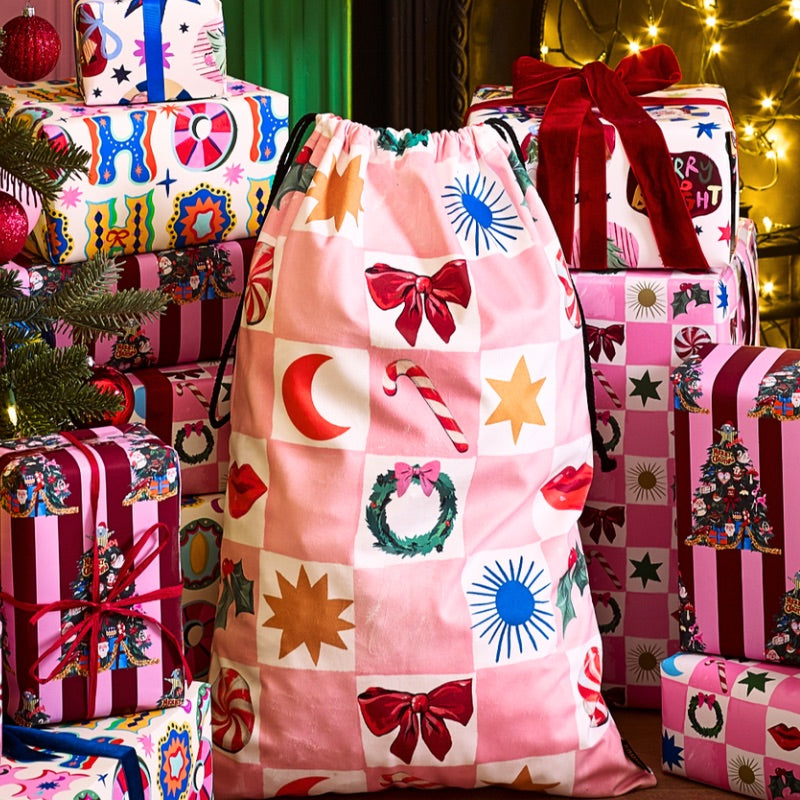 Kissmas Checkerboard Velvet Santa Sack