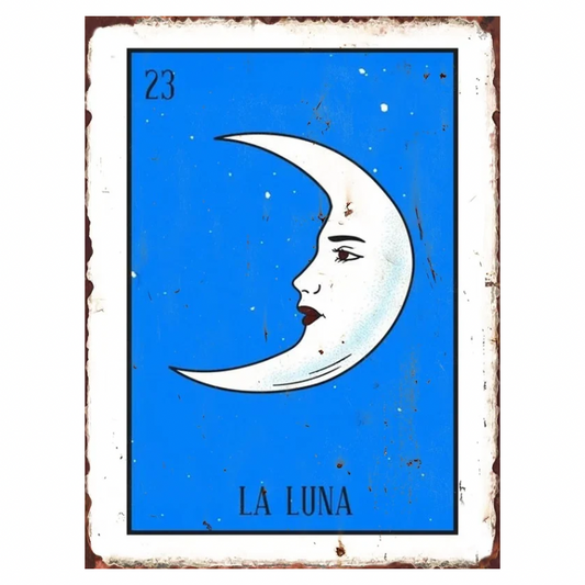 La Luna Mexican Lotería Tin Art Sign