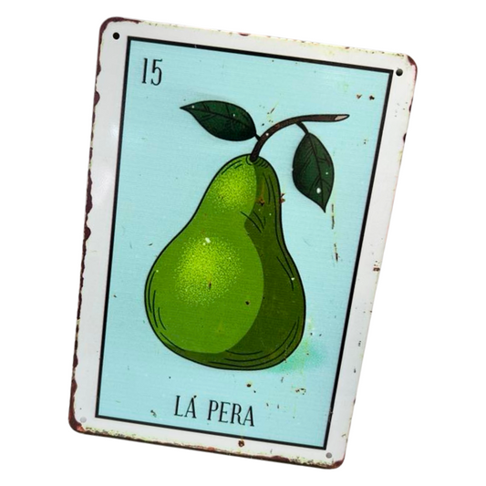 La Pera Mexican Lotería Tin Art Sign