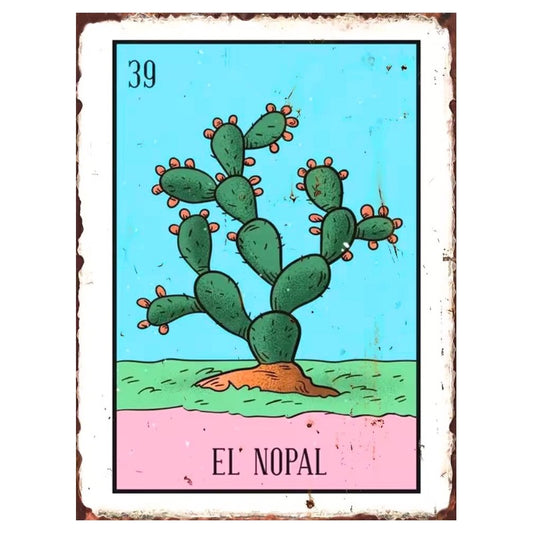 El’ Nopal Mexican Lotería Tin Art Sign