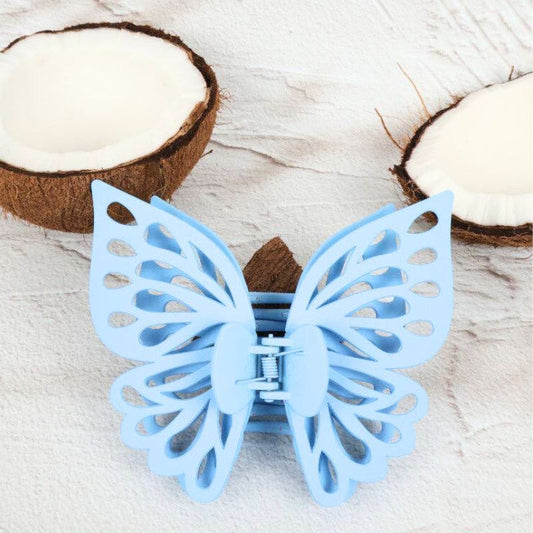 Claw Clip - Jumbo Double Butterfly - Light Blue
