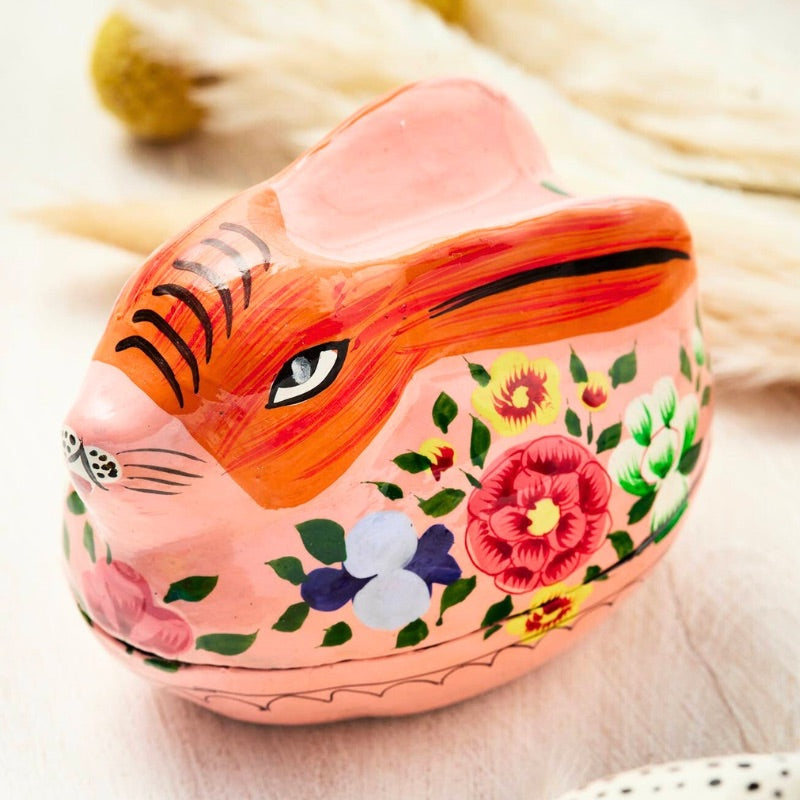 Kashmiri Floral Bunny Hand Painted Easter Gift Box