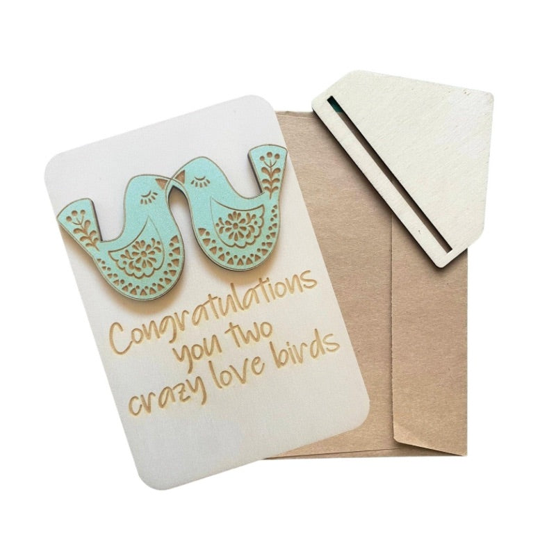 Congratulations You Two Crazy Love Birds - Keepsake Card & Stand