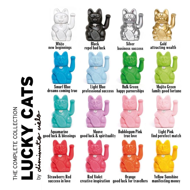 Diminuto Cielo Lucky Cat in Aquamarine for Good Luck & Blessings