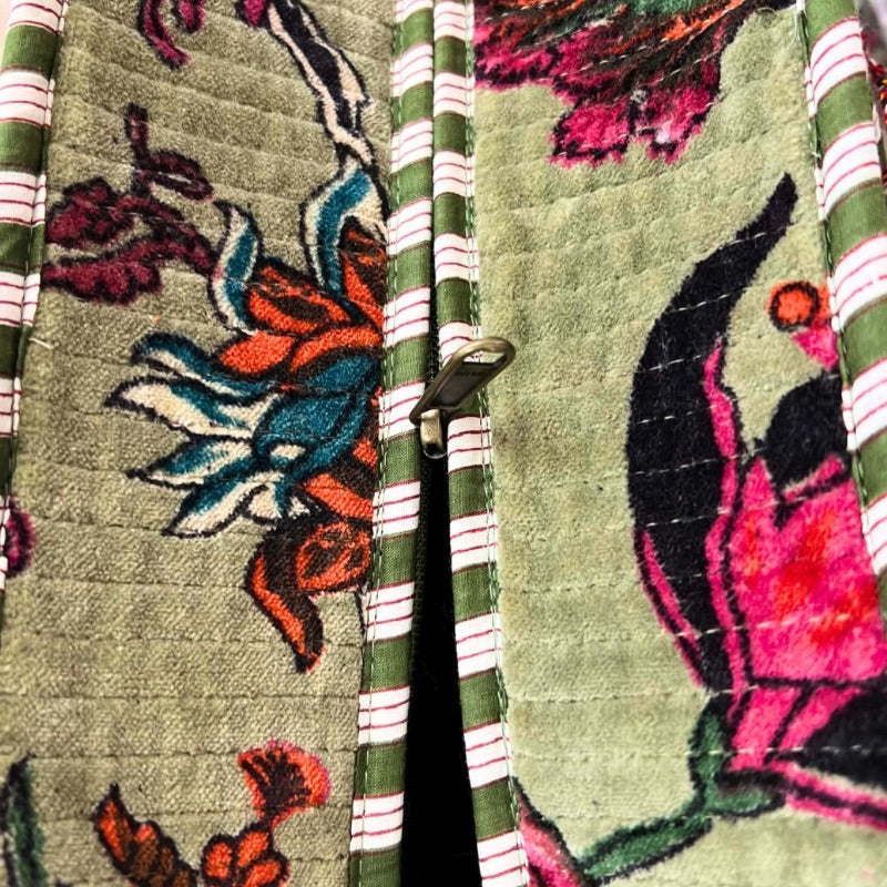 Mandalay Velvet Floral Tote Bag - Tarragon