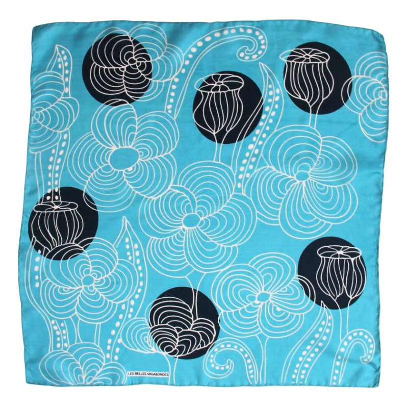 Mandalay Blue Silk Scarf with Gift Box