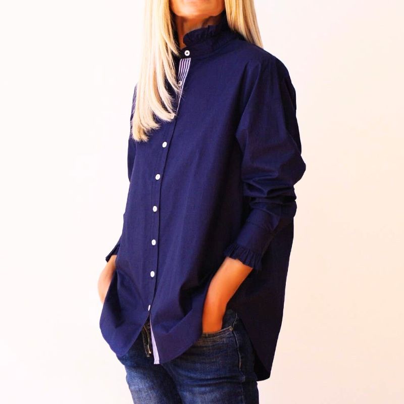Maple Cotton Poplin Shirt in French Navy