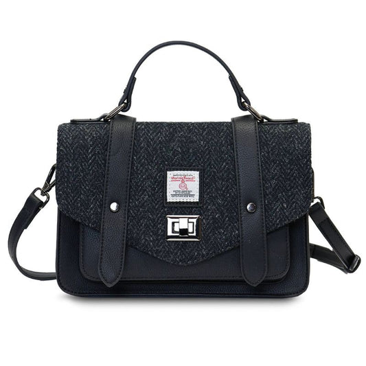 Islander UK Medium Satchel in Black Herringbone