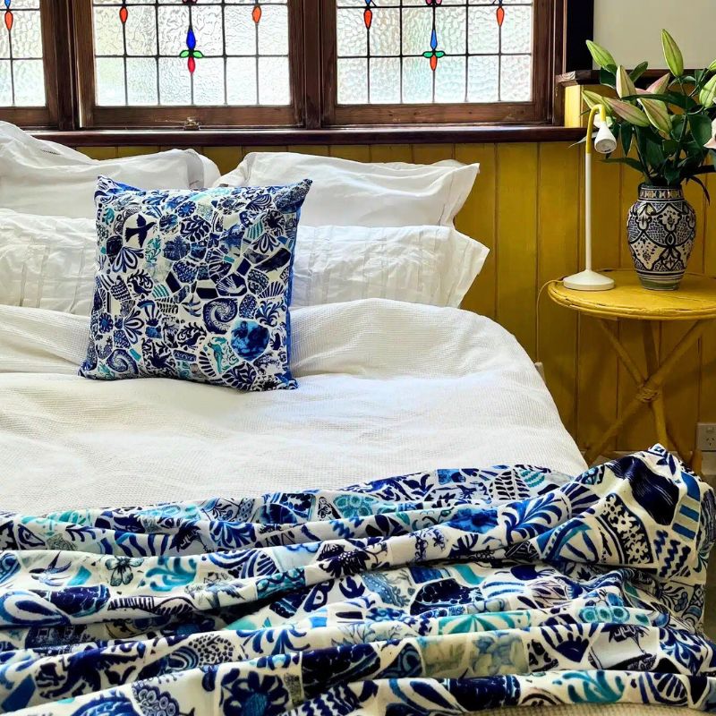 Anna Chandler Velvet Throw - Blue Mosaic