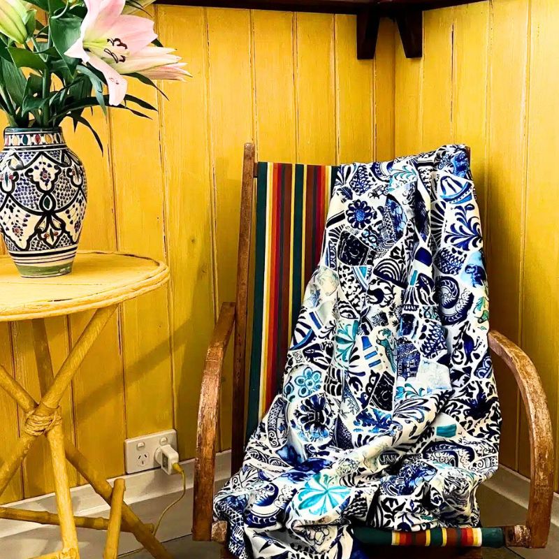 Anna Chandler Velvet Throw - Blue Mosaic