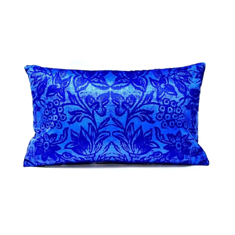 Anna Chandler Rectangle Velvet Cushion - Blue Mosaic