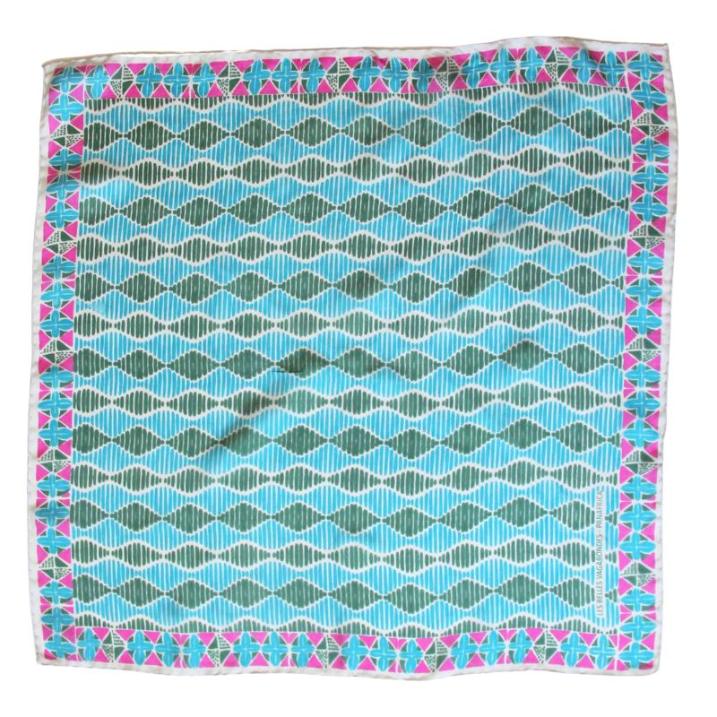 Mosque of Mali Silk Scarf in Aqua with Vintage Style Gift Box