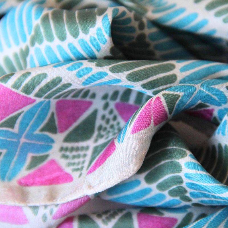 Mosque of Mali Silk Scarf in Aqua with Vintage Style Gift Box