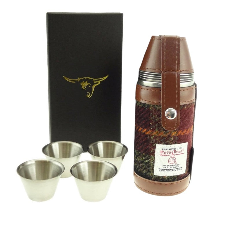 Glen Appin 8oz Harris Tweed Outdoor Flask in Autumn Meadow