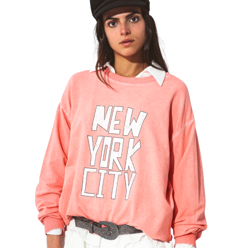 New York City Sweatshirt in Coral ~ One Size