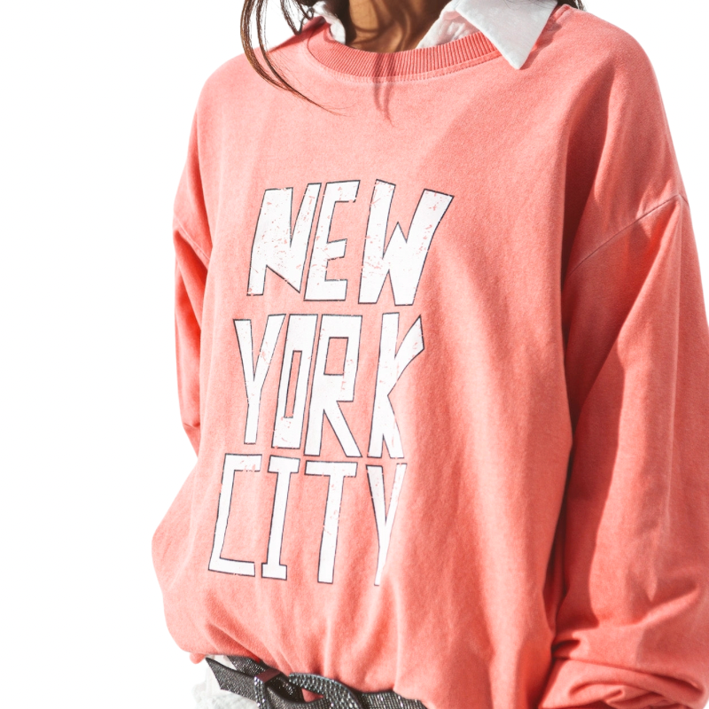 New York City Sweatshirt in Coral ~ One Size